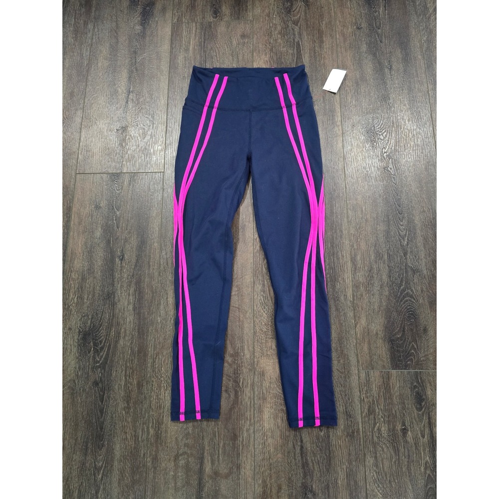 Lilly Pulitzer Luxletic Women’s Navy Blue Neon Pink Striped Leggings Size Small